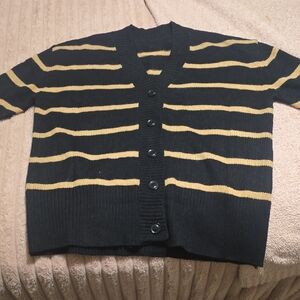 Black and Tan Striped Cardigan